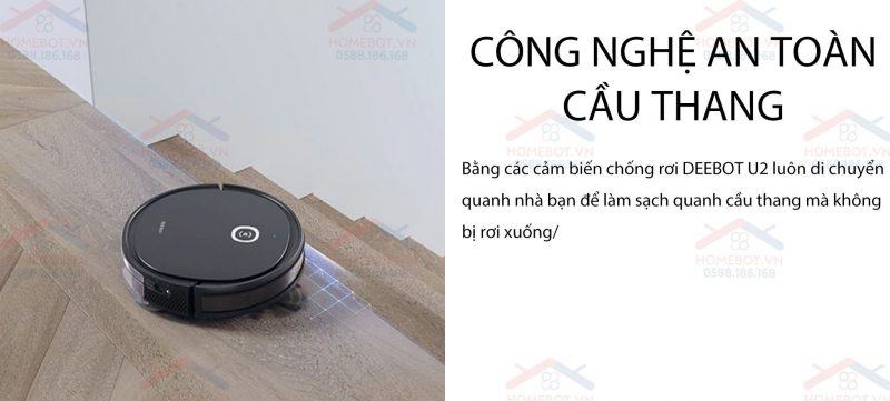 Ecovacs DEEBOT U2 PRO được trang bị cảm biến chống rơi.