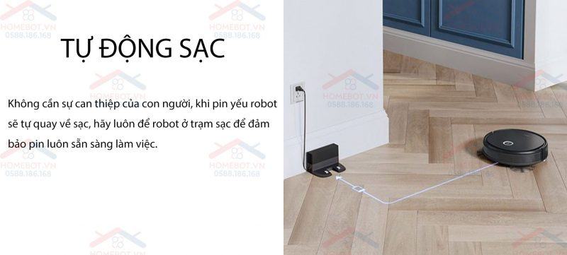 Ecovacs DEEBOT U2 PRO sẽ tự động về trạm sạc.