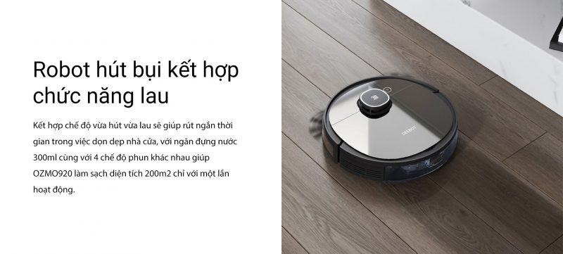Tích hợp 2 trong 1 hút bụi và lau nhà.