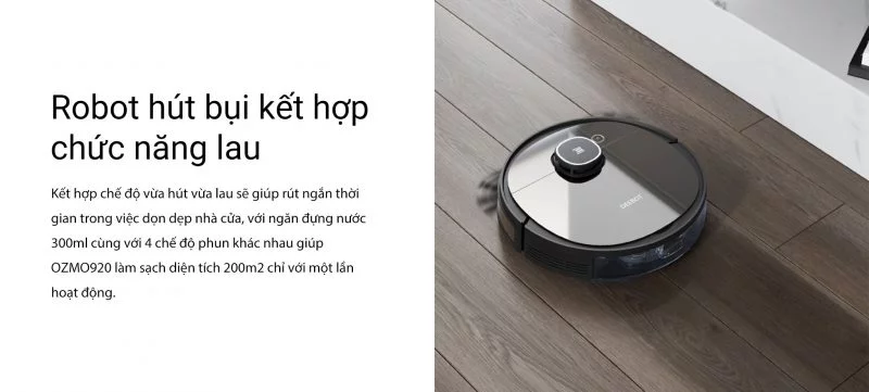 Tích hợp 2 trong 1 hút bụi và lau nhà.