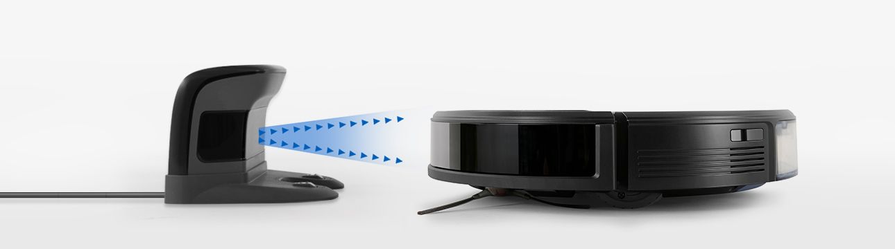 DEEBOT DT85G tự về sạc khi pin yếu.