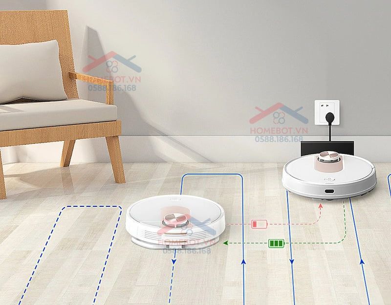 XIAOMI VIOMI SE trang bị viên pin cho thời gian sử dụng lên đến 120'.