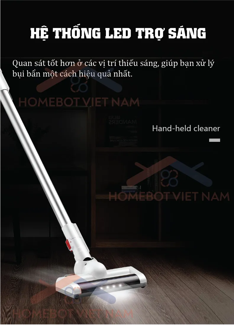 Máy hút bụi được trang bị thêm hệ thống đèn LED.