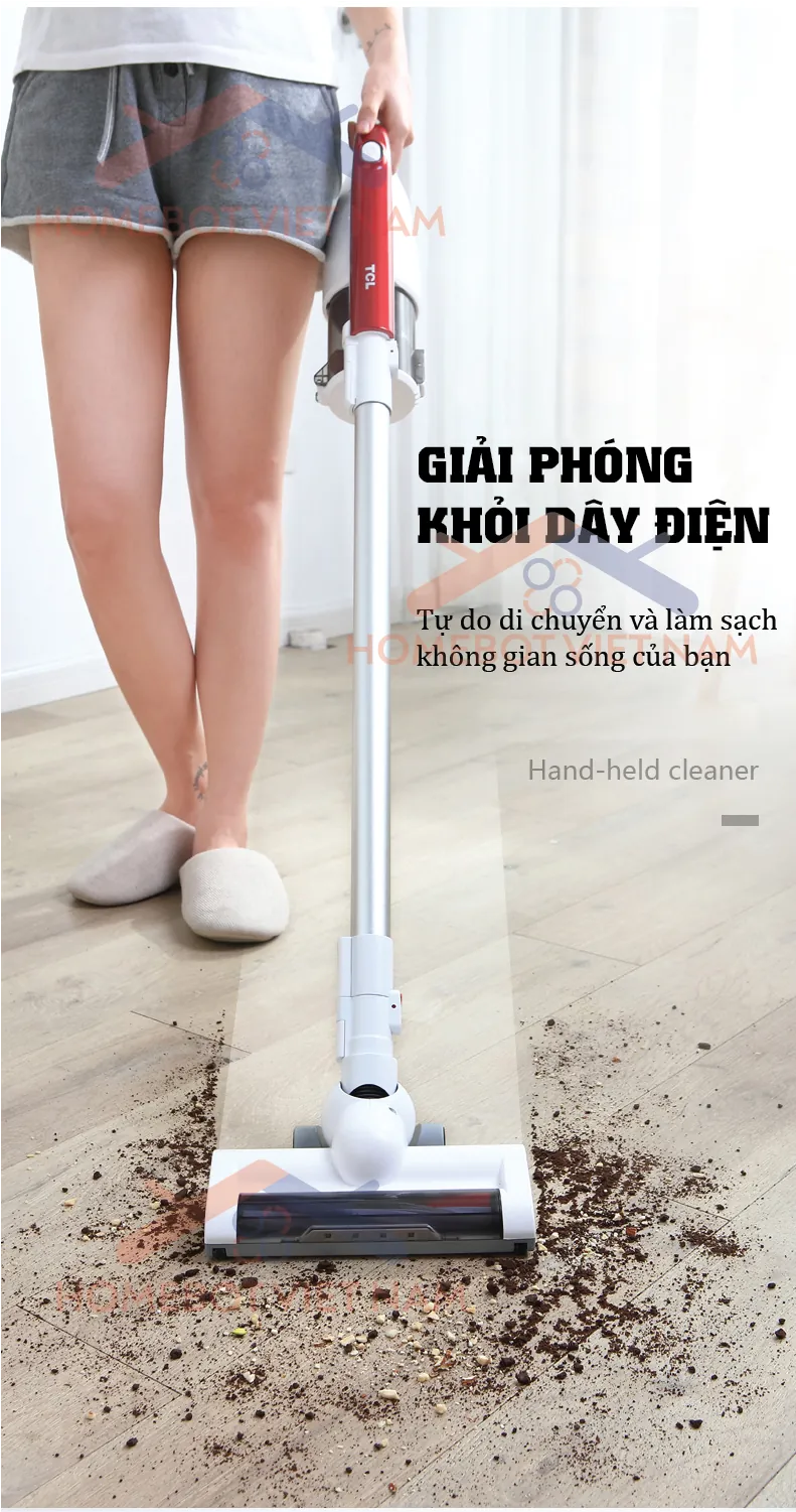Máy hút bụi TCL giải phóng người dùng khỏi dây điện.