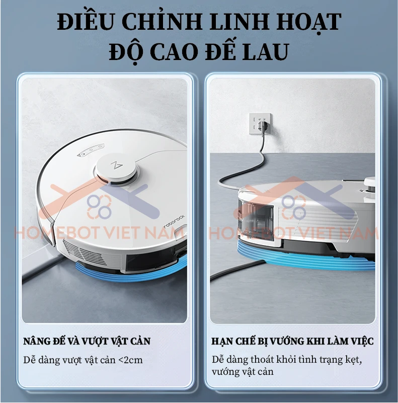 Roborock G10 trang bị đế lau linh động hơn.