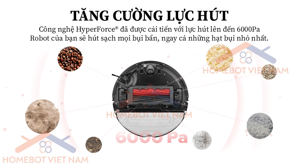 ROBOROCK S8 sở hữu lực hút tối đa đạt mức 6000Pa