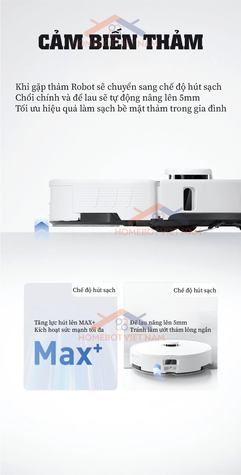 ROBOROCK S8 PRO ULTRA cải tiến công nghệ cảm biến thảm.