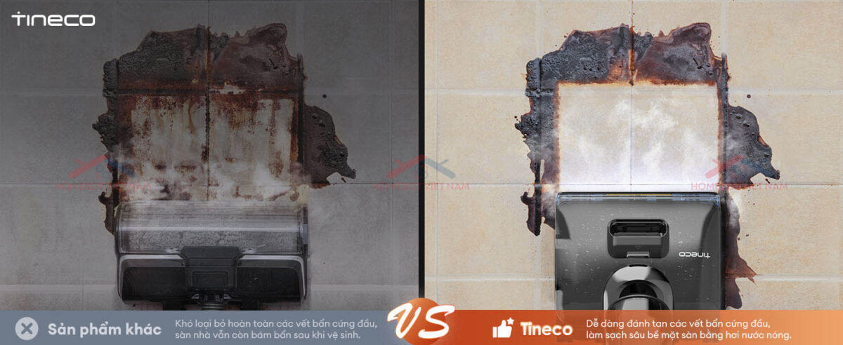 Đột phá công nghệ HyperSteam 160°C, Tineco FLOOR ONE i7 Steam sở hữu sức mạnh diệt khuẩn từ hơi nước nóng 160 độ C.