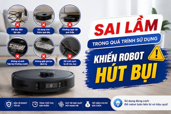 Sai lầm trong quá trình sử dụng Robot hút bụi